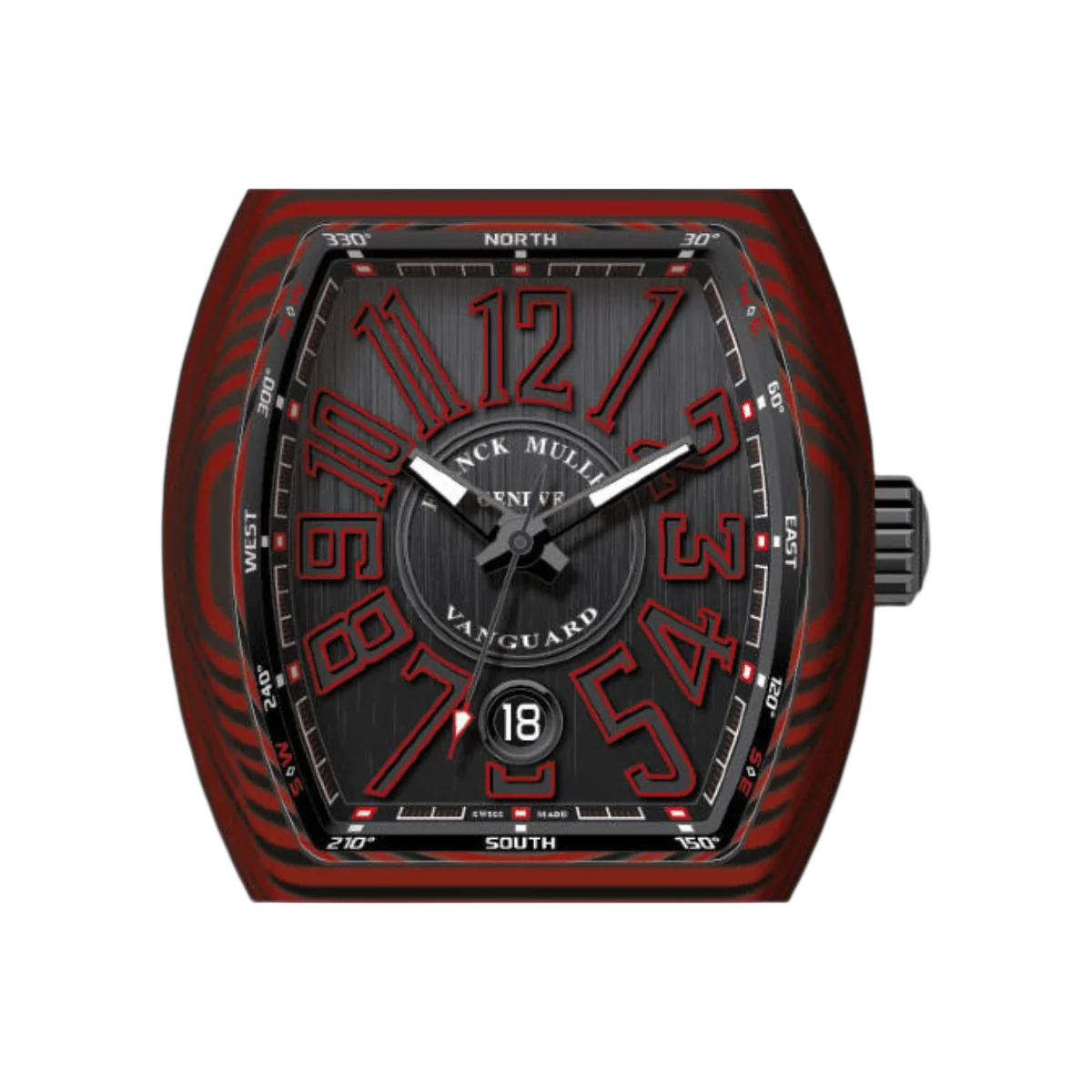 Franck Muller Vanguard V 45 SC DT CARRG NG Automatic Carbon Red Outline Numerals 45mm Black Dial Mens Watch – additional product photo 3