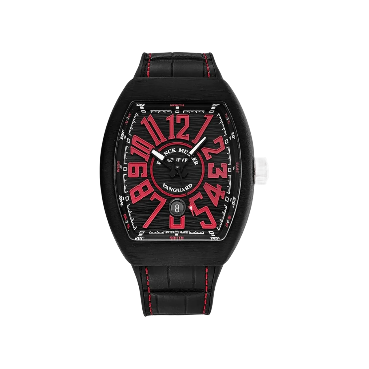 Franck Muller Vanguard V 45 SC DT TT NR BR NR Black Titanium red Numerals 45mm Black Dial Mens Watch