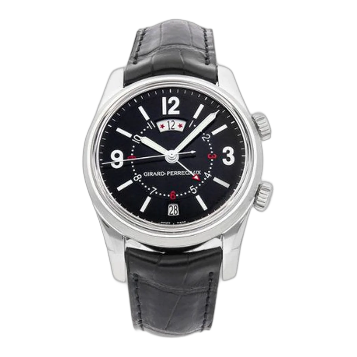 Girard Perregaux 49350.0.11.617 Black Dial Traveler Time Zone Alarm Automatic 40Mm Stainless Steel Men's Watch 49350.0.11.617