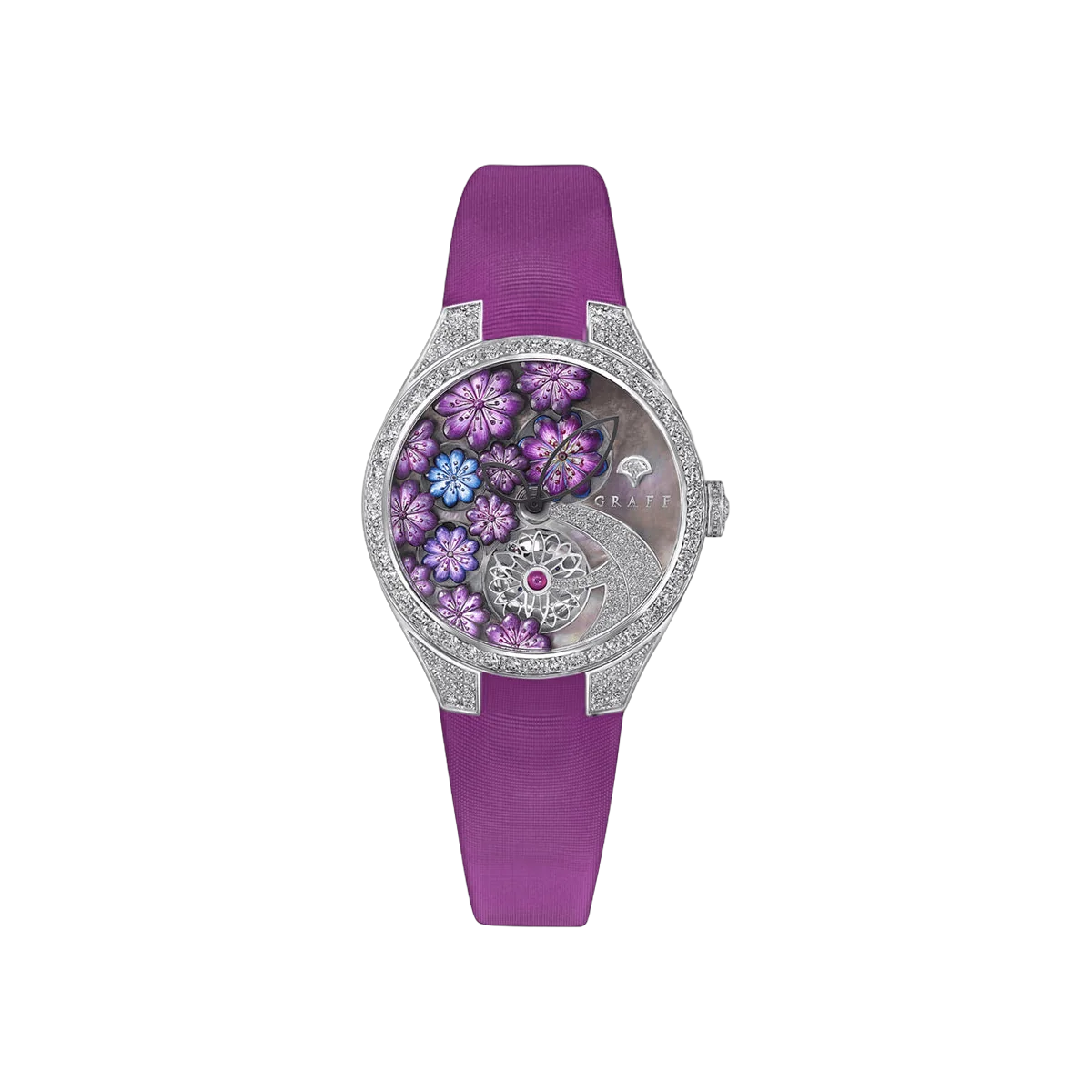 Graff MasterGraff Technical Floral MGFA37WGSLDMPT White Gold 37mm MOP Purple Dial Ladies Watch