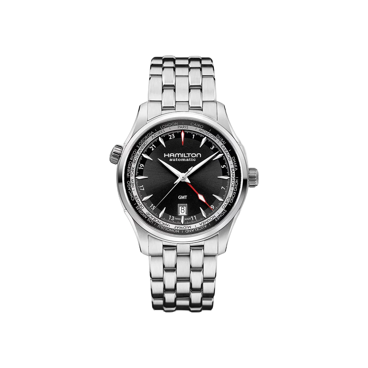 Hamilton Jazzmaster GMT H32695131 Stainless Steel 42mm Black Dial Men's Watch
