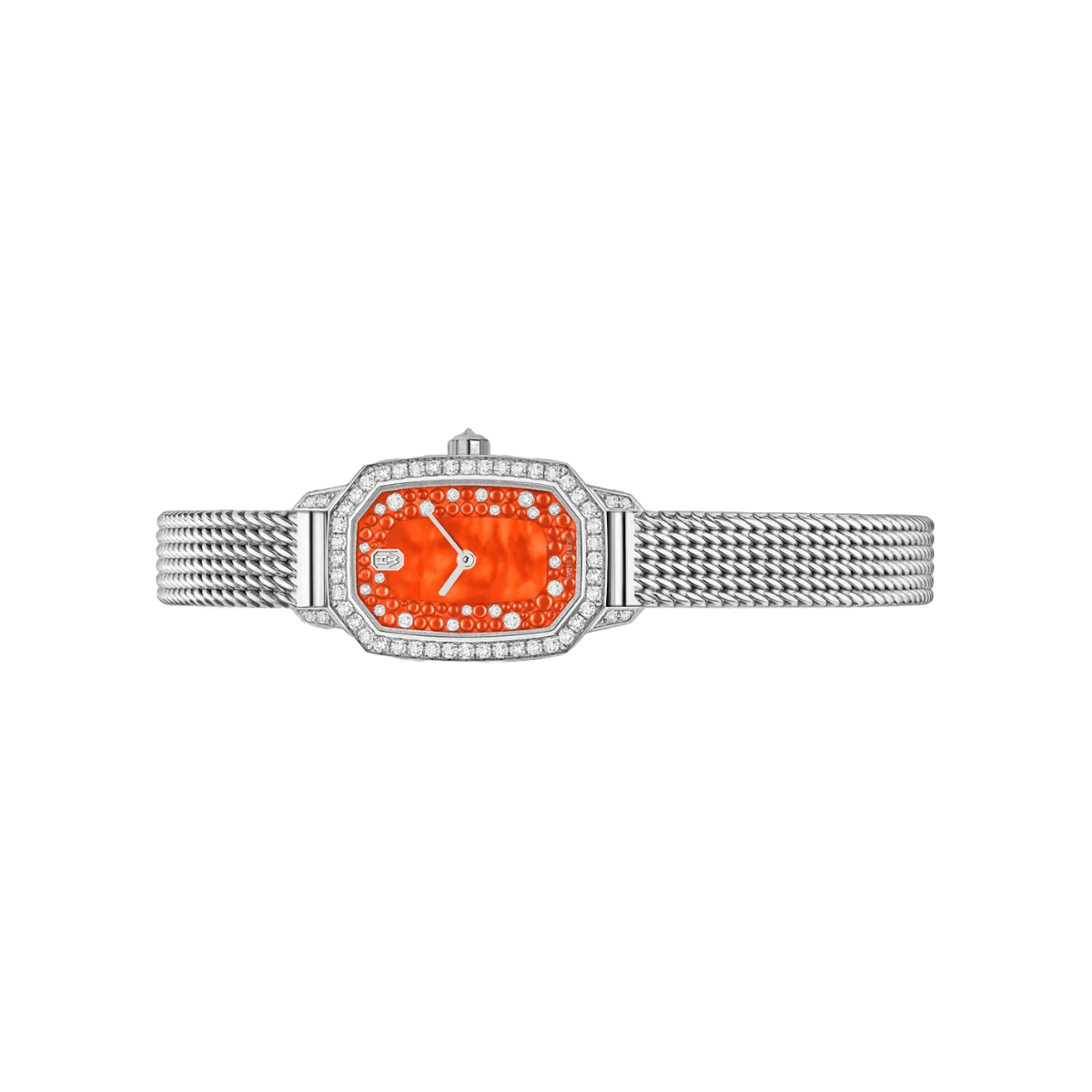 Harry Winston Emerald EMEQHM18WW021 18K White Gold Quartz 24mm MOP Orange Diamond Dial Womens Watch – additional product photo 2