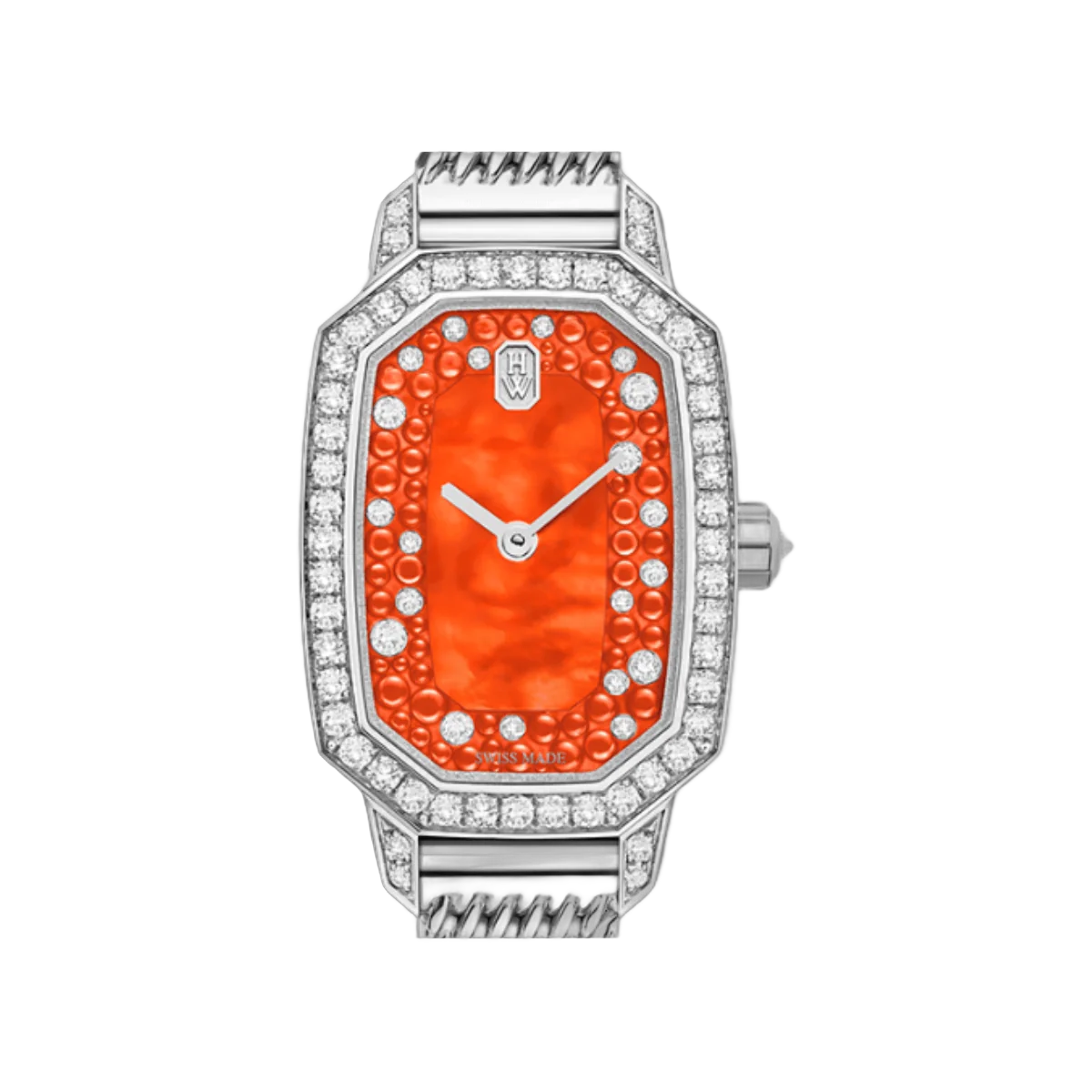 Harry Winston Emerald EMEQHM18WW021 18K White Gold Quartz 24mm MOP Orange Diamond Dial Womens Watch – additional product photo 3