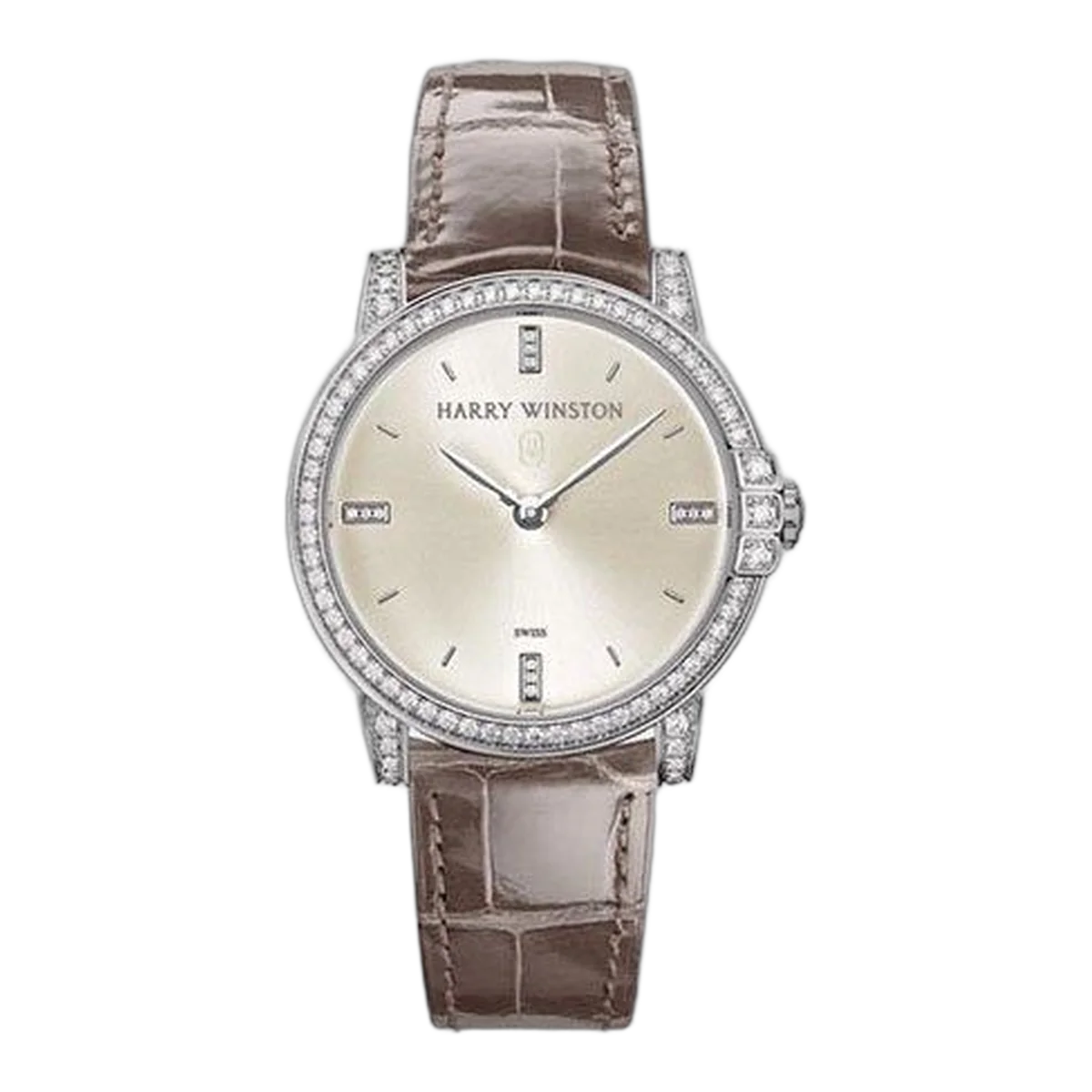 Harry Winston Midnight 18Kt White Gold Diamond Satin 32Mm Ladies Watch