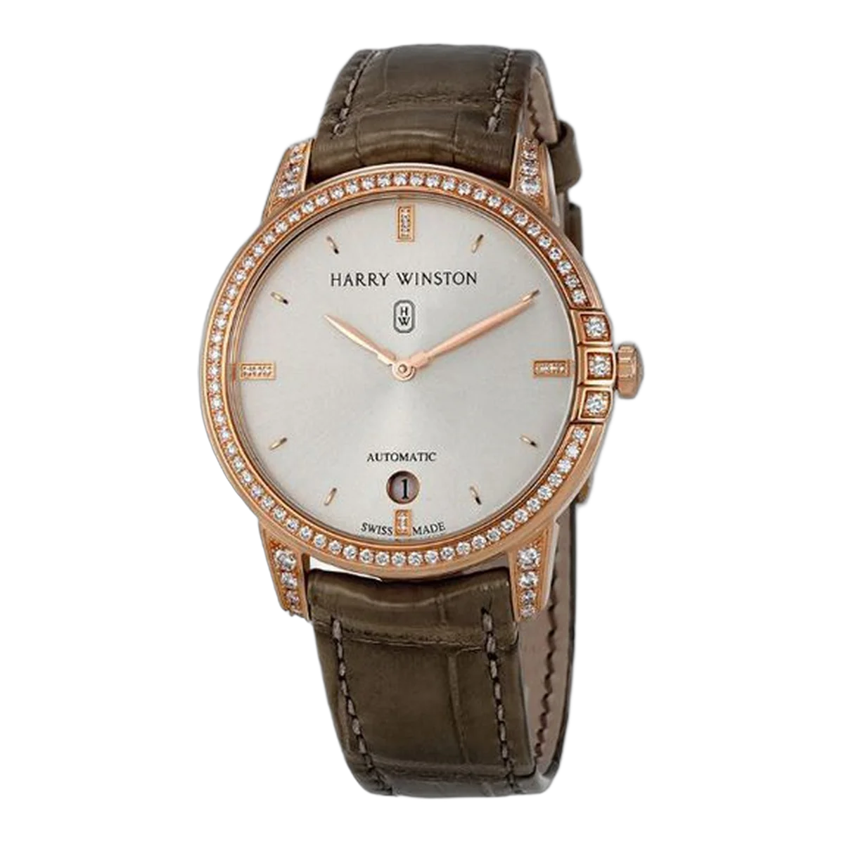 Harry Winston Midnight Automatic 36Mm Rose Gold Diamond Men's Watch