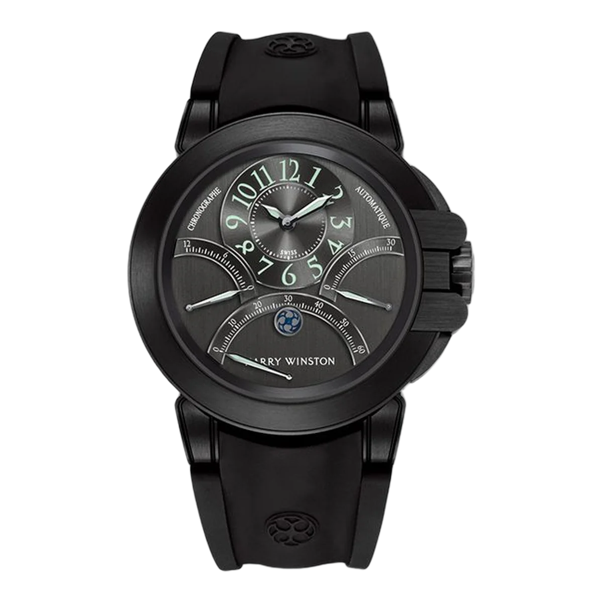 Harry Winston Ocean Triple Retrograde Chronograph Automatic Zalium Black Dlc Black Dark Dial Ref. Oceact44Zz003
