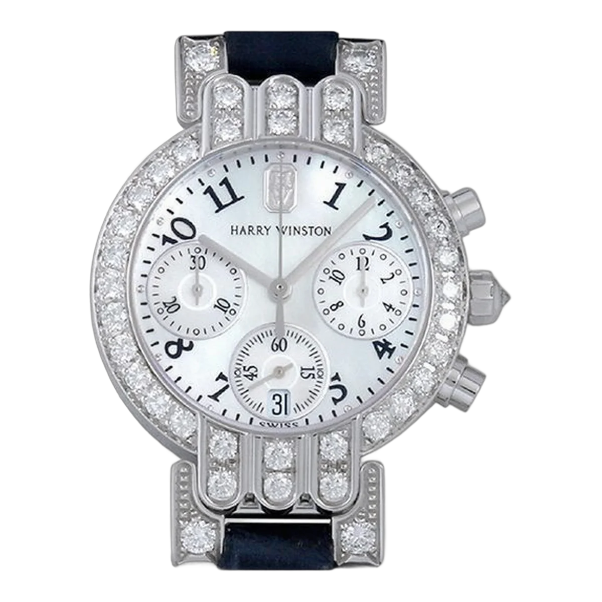 Harry Winston Premier Chronograph Bezel Diamond Watch Ref. Preqch32Ww007