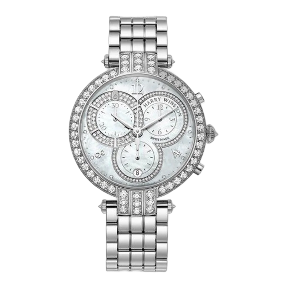 Harry Winston Premier Chronograph Timepiece White Light Mother Of Pearl Partially Set Dial
