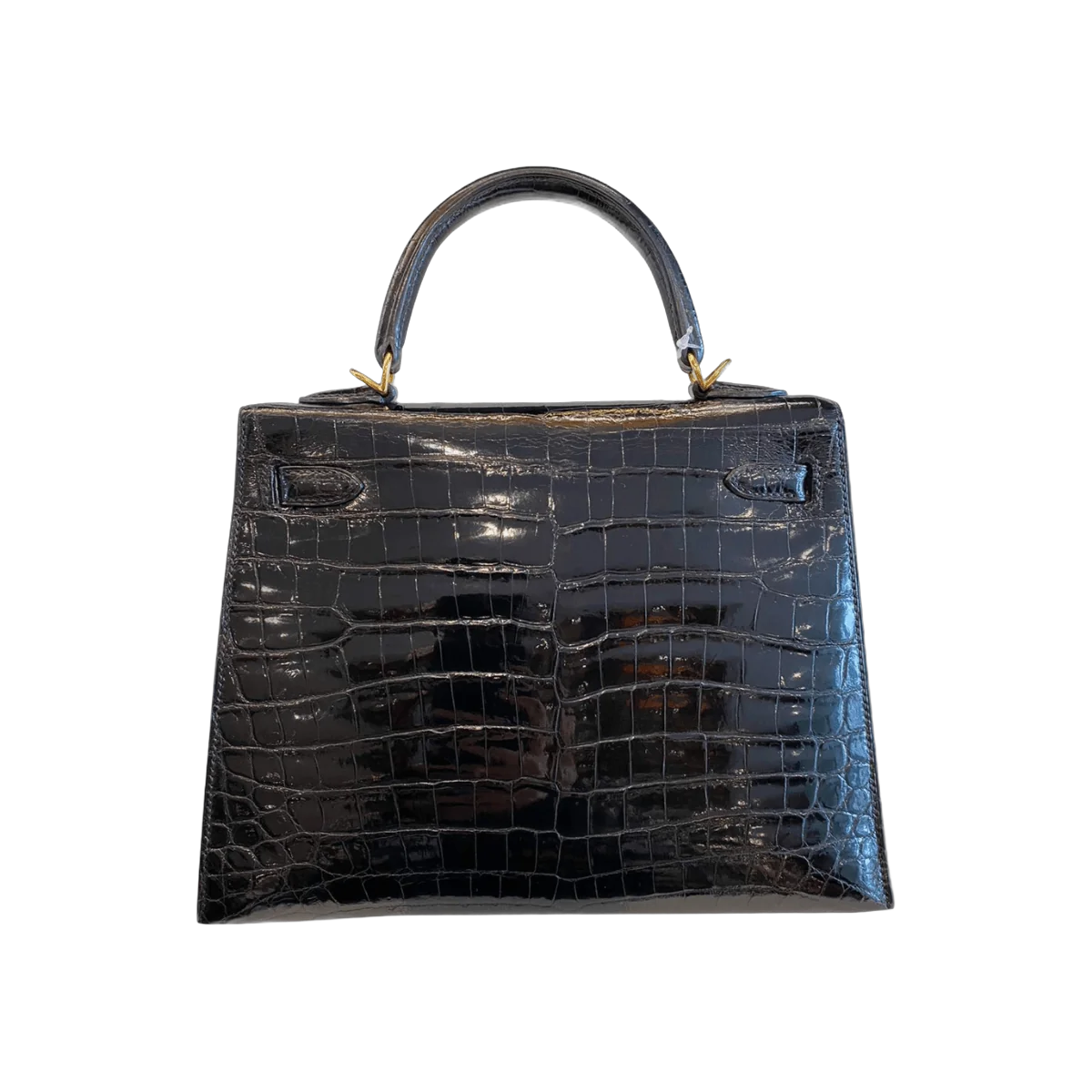 Hermes Kelly 25 Black Shiny Crocodile Gold HW Handbag – additional product photo 2