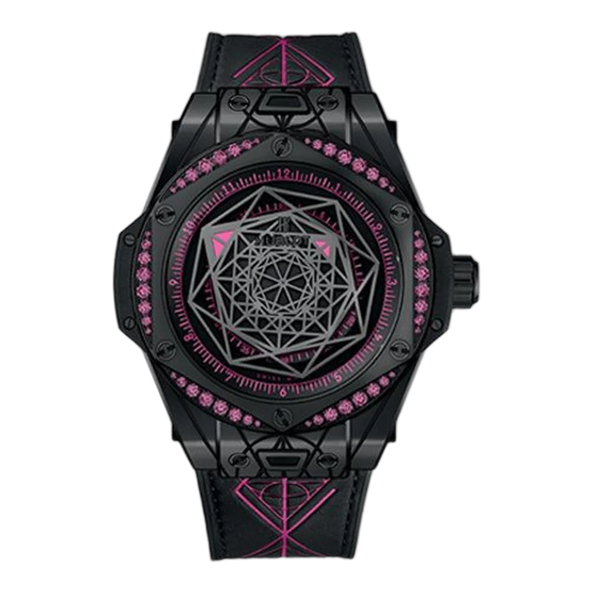 Hublot Bigbang 465Cs1119Vr33Mxm18 Sang Bleu All Black Pink 39Mm Ceramic &amp; Diamond Dial Limited Edition 100 Pcs