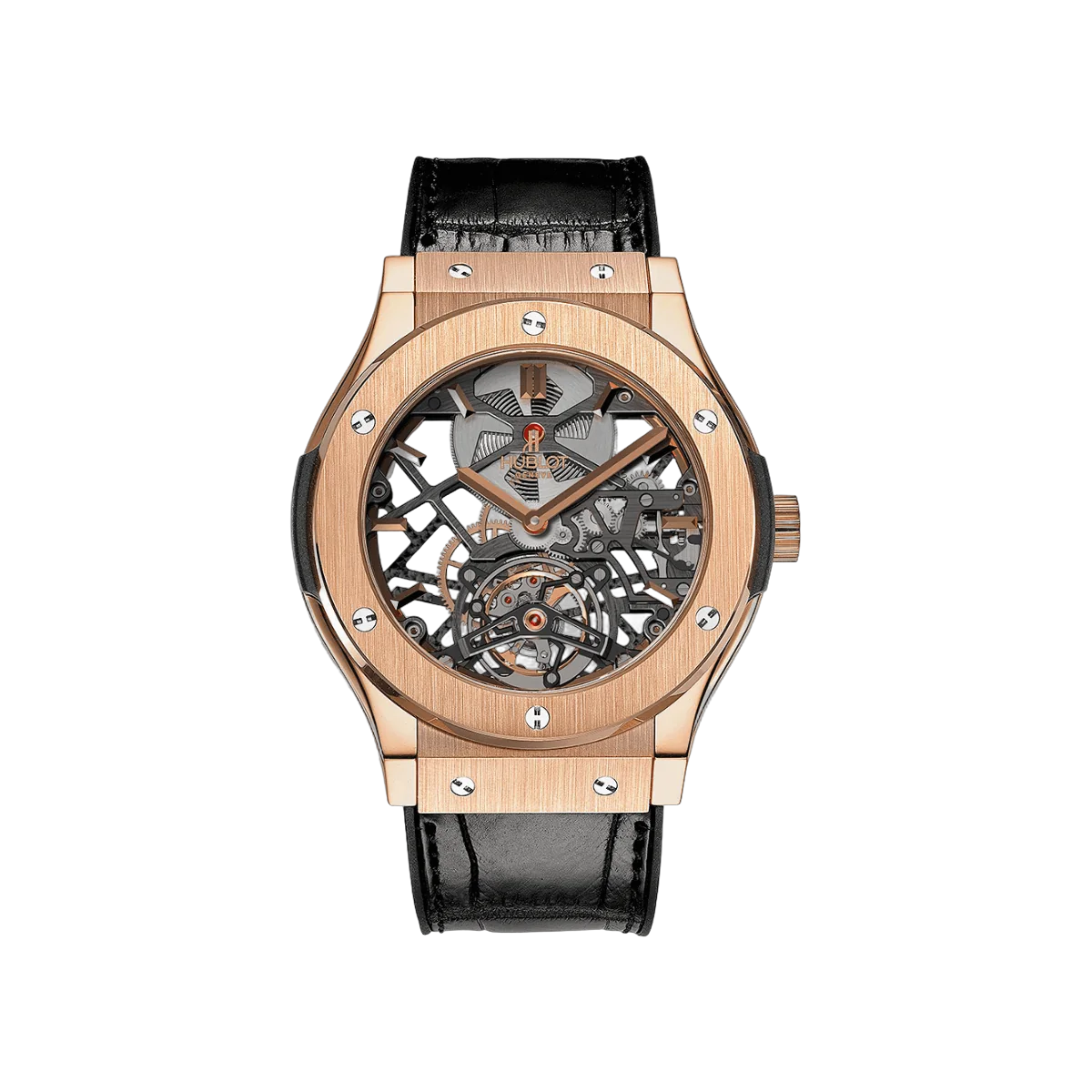 Hublot Classic Fusion 505.OX.0180.LR Ultra-Thin Tourbillon King 18kt Rose Gold 45mm Skeleton Dial Mens Watch