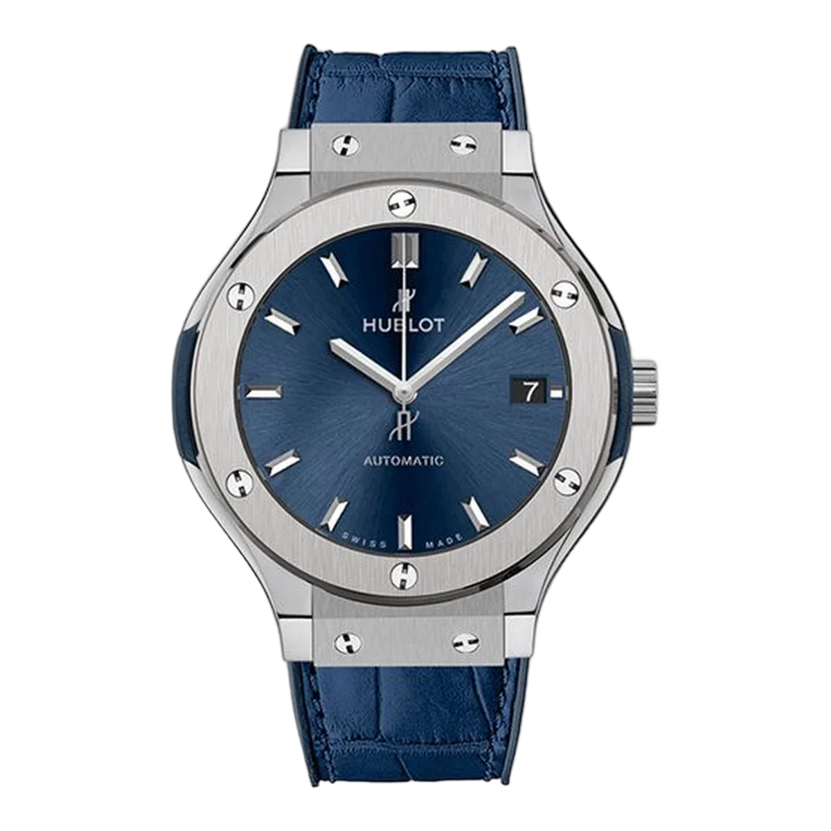 Hublot Classic Fusion 565.NX.7170.LR 38Mm Blue Dial Titanium Automatic Unisex Watch