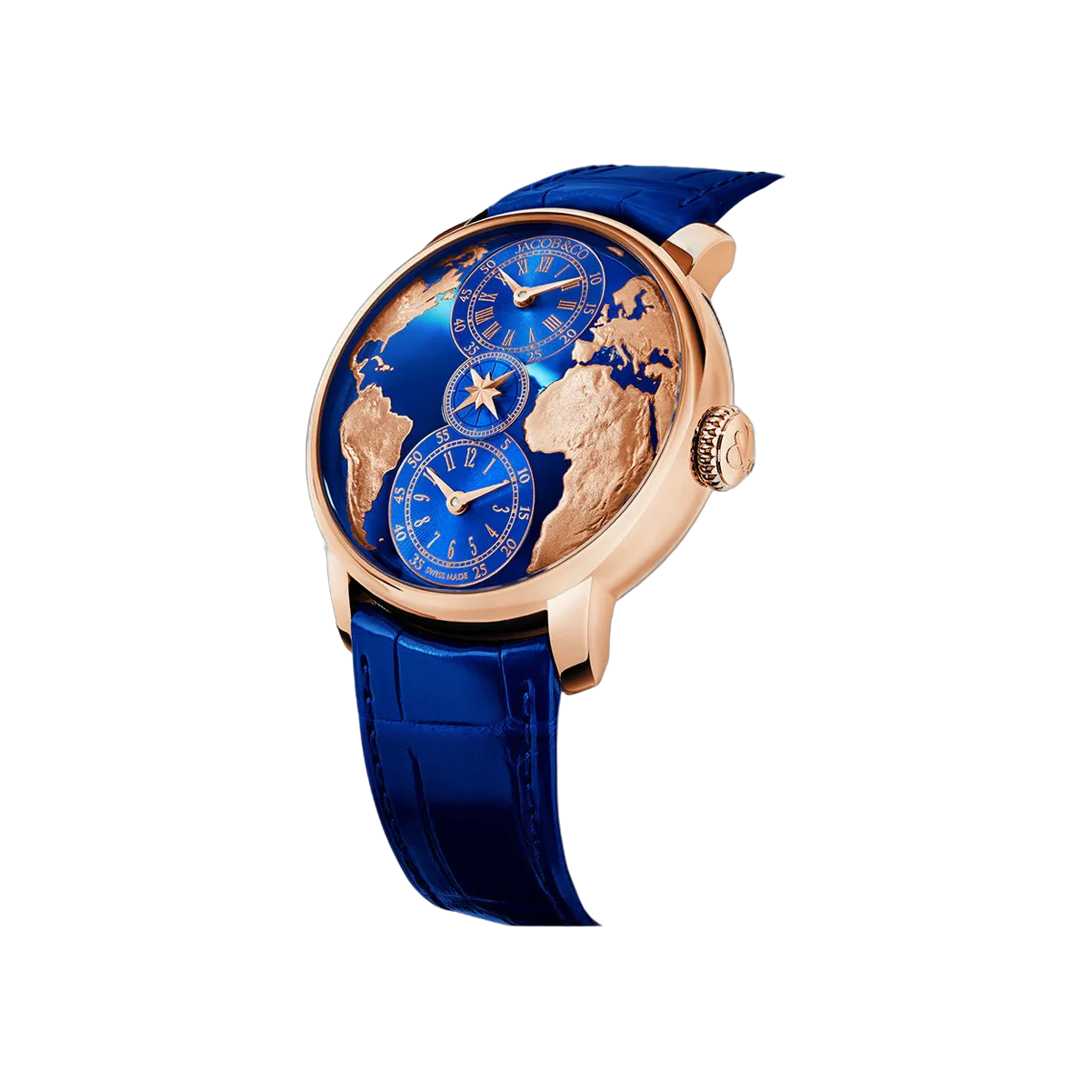 Jacob & Co. The World Is Yours DT100.40.AA.AE.A Dual Time Zone Rose Gold 43mm Stamped Continents Dial Men's Watch – additional product photo 2