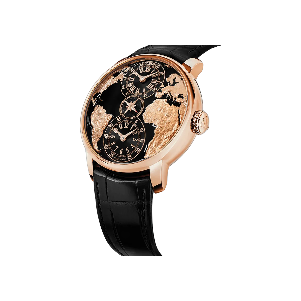 Jacob & Co. The World Is Yours Dual Time Zone DT100.40.AA.AB.A Rose Gold 43mm Black Dial Men's Watch – additional product photo 2