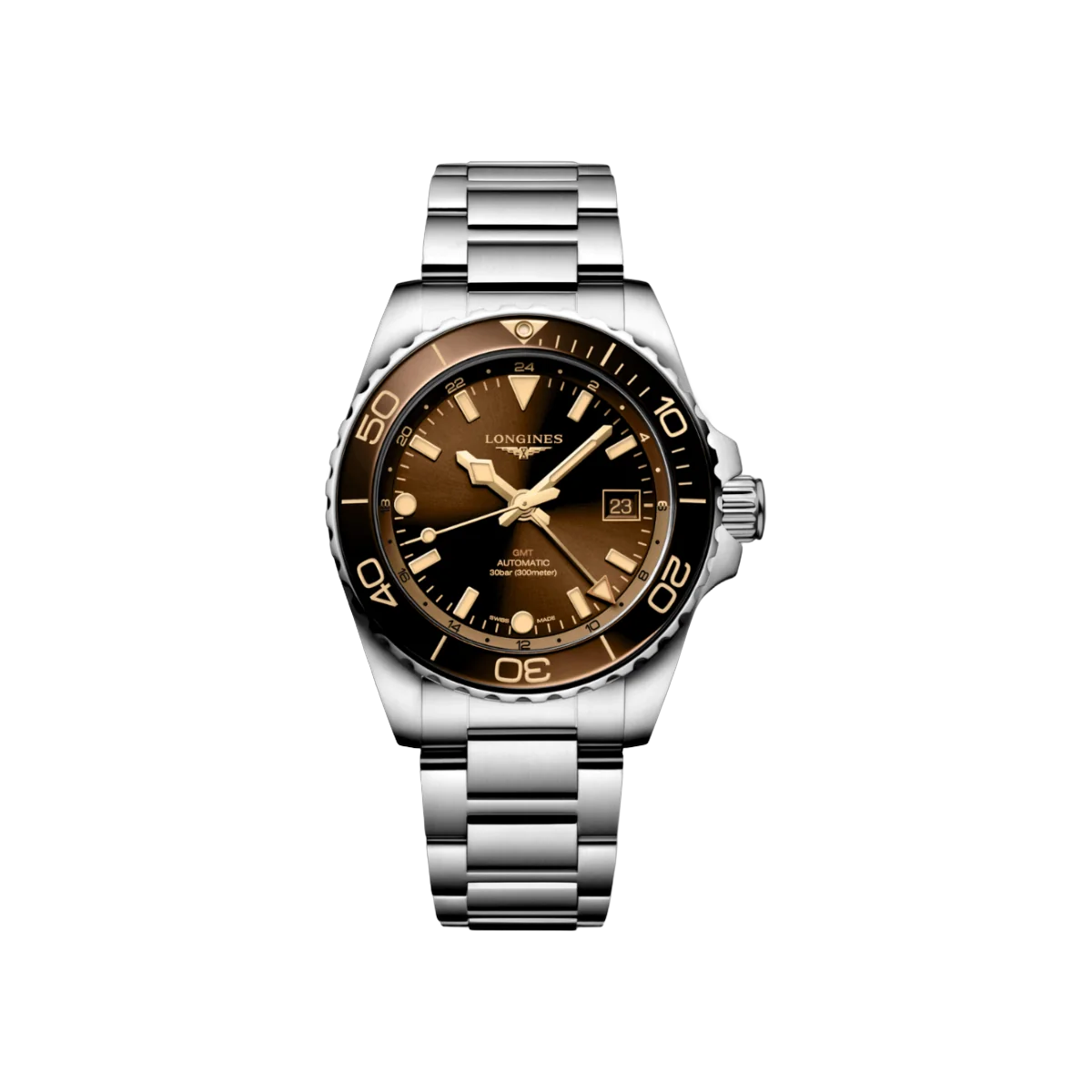 Longines Hydroconquest GMT L37904666 Automatic Stainless steel 41mm Brown Dial Mens Watch