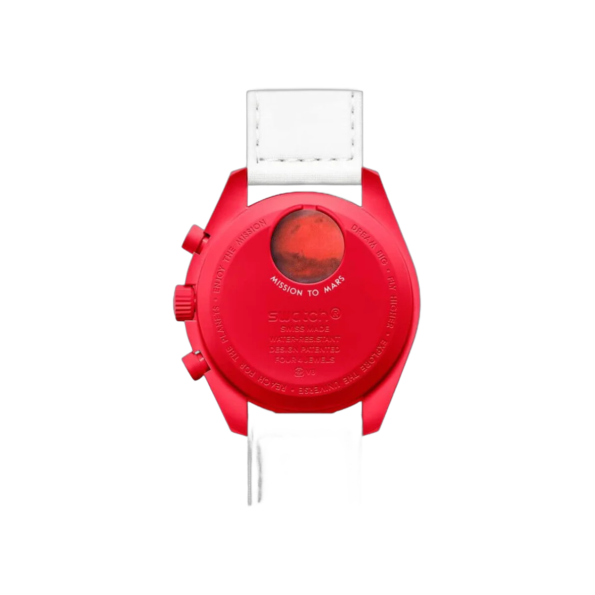 Omega X Swatch Mission To Mars So33R100 Moonswatch Red Bioceramic 42Mm White Straps Unisex Watch – additional product photo 2