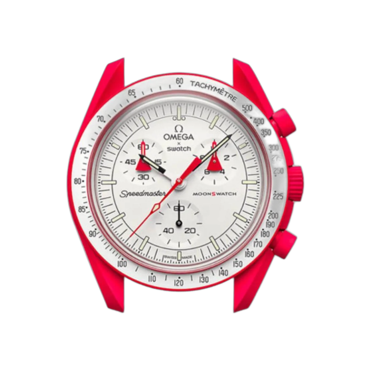 Omega X Swatch Mission To Mars So33R100 Moonswatch Red Bioceramic 42Mm White Straps Unisex Watch – additional product photo 3