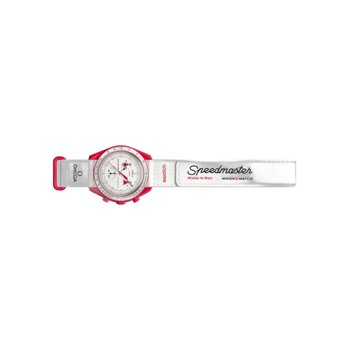 Omega X Swatch Mission To Mars So33R100 Moonswatch Red Bioceramic 42Mm White Straps Unisex Watch – additional product photo 4