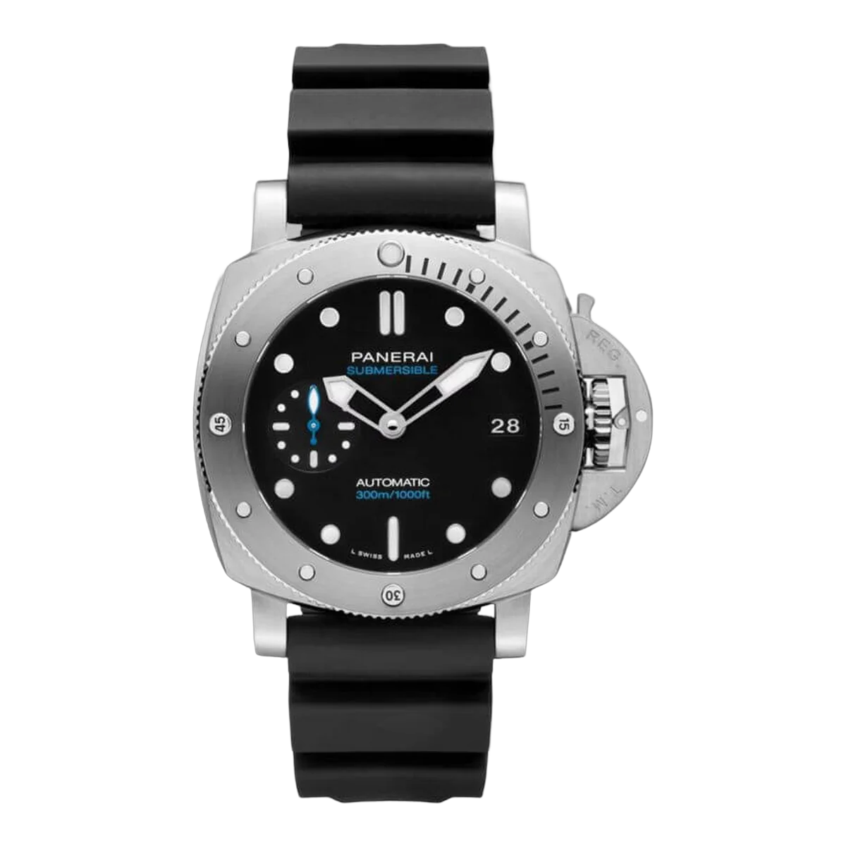 Panerai Luminor Submersible Pam00973 Black Dial 42Mm Stainless Steel Black Rubber Straps Men's Watch