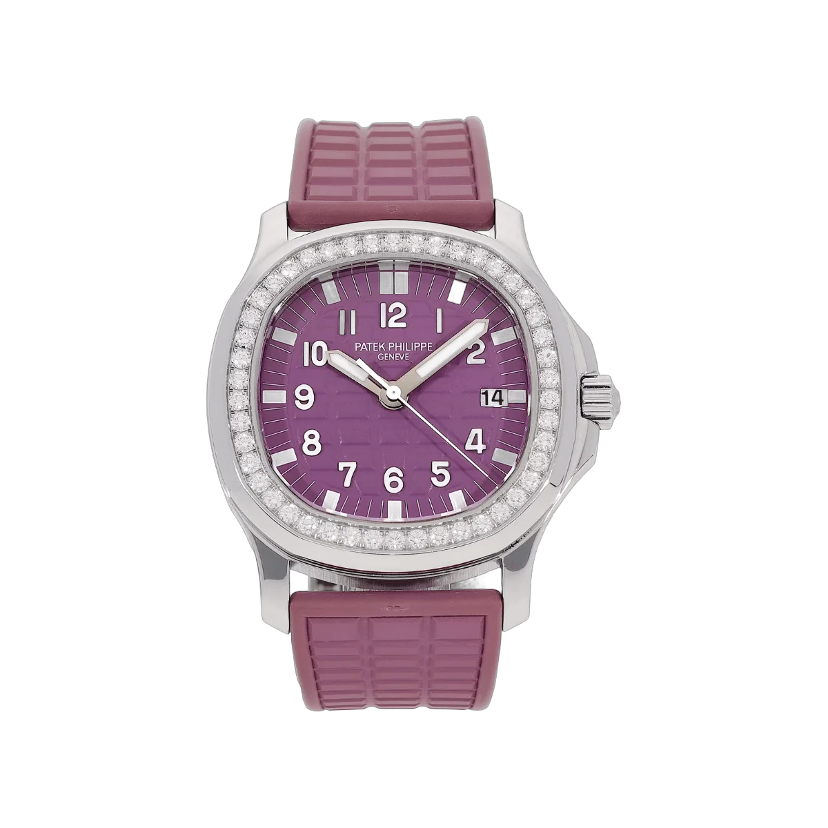 Patek Philippe Aquanaut Luce 5067A-016 Diamond-Set Bezel Stainless Steel 36mm Purple Dial Womens Watch