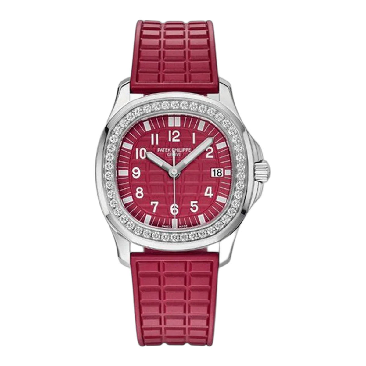Patek Philippe Aquanaut Luce 5067A-027 Raspberry Red Dial Diamond-Set Bezel 35.6Mm Singapore 2019 Special Edition Ladies Watch
