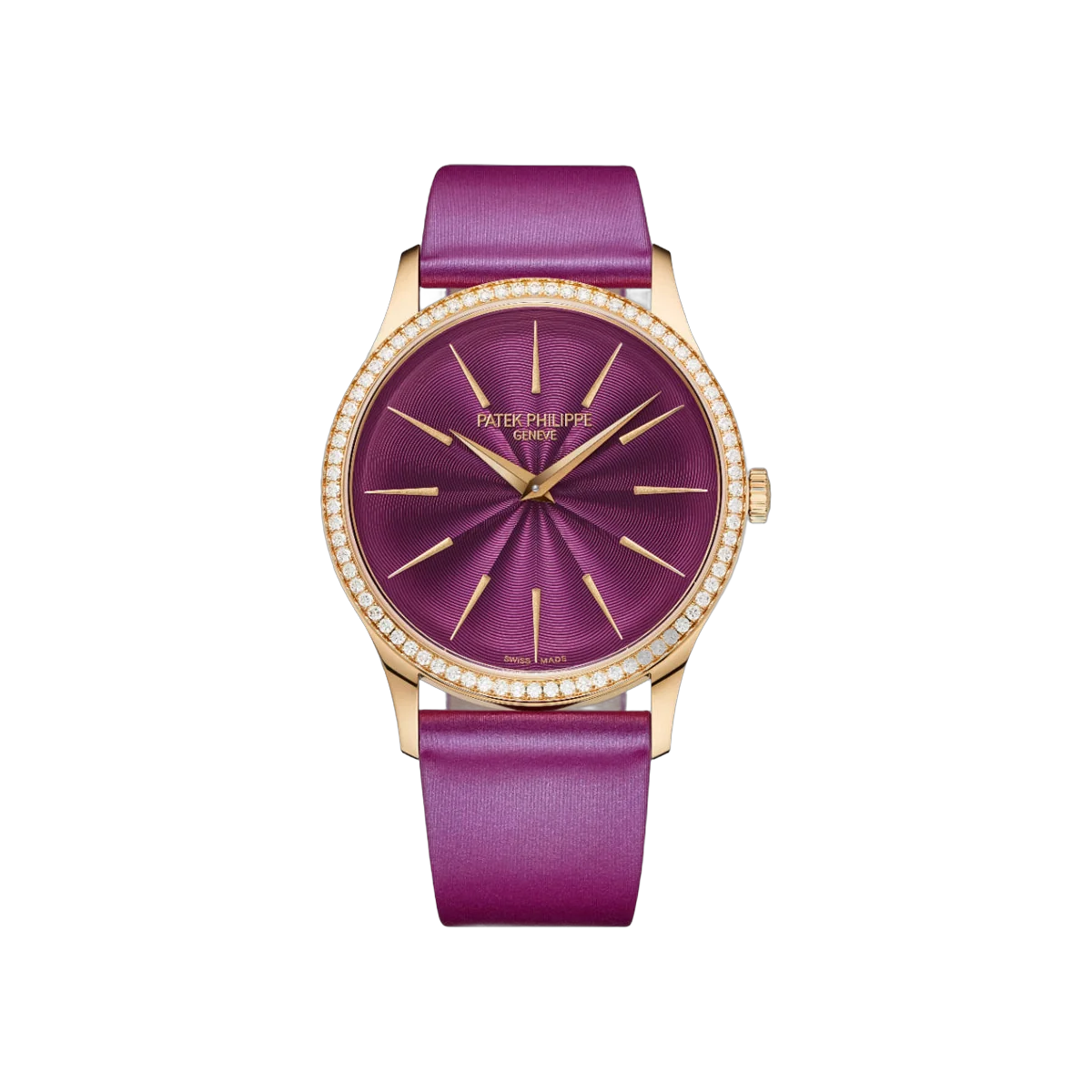 Patek Philippe Calatrava 4997/200R Ultra Thin Rose Gold Diamond Bezel 35mm Purple Dial Ladies Watch