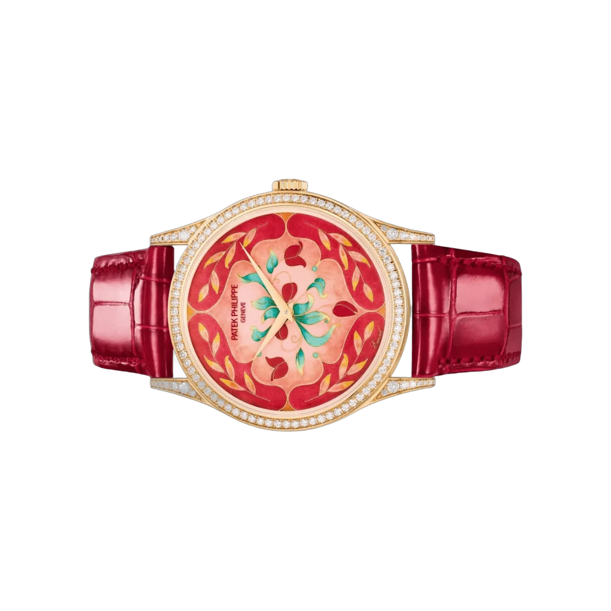 Patek Philippe Calatrava 5077/100R-041 Floral Caprice Rare Handcrafts 37mm Red Dial Womens Watch – additional product photo 2