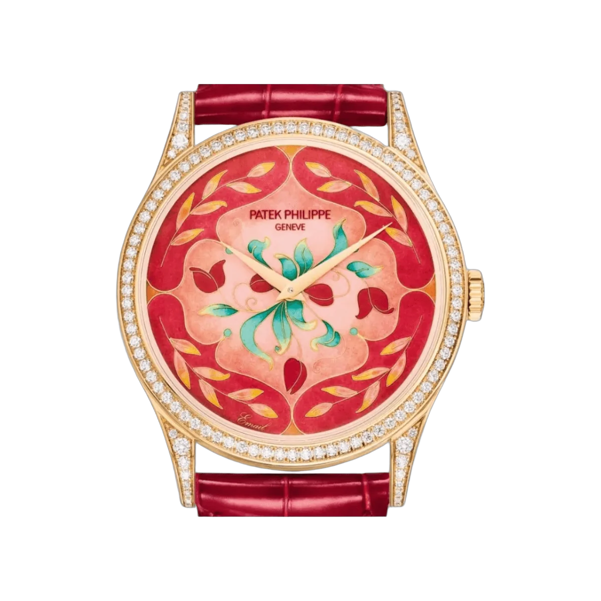 Patek Philippe Calatrava 5077/100R-041 Floral Caprice Rare Handcrafts 37mm Red Dial Womens Watch – additional product photo 4