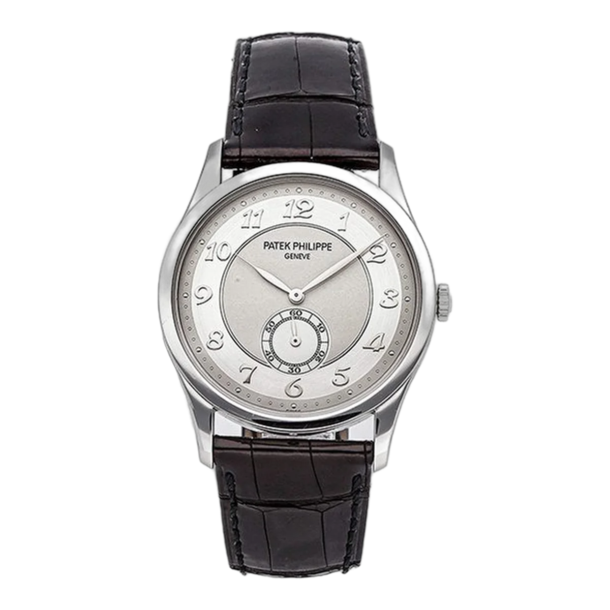Patek Philippe Calatrava 5196P-001 Silvery Grey Dial 37Mm Platinum Black Leather Strap Unisex Watch