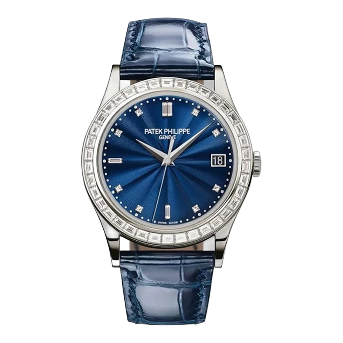 Patek Philippe Calatrava 5298P-014 Platinum with Baguette Diamond Bezel Automatic 38mm Blue Dial Unisex Watch