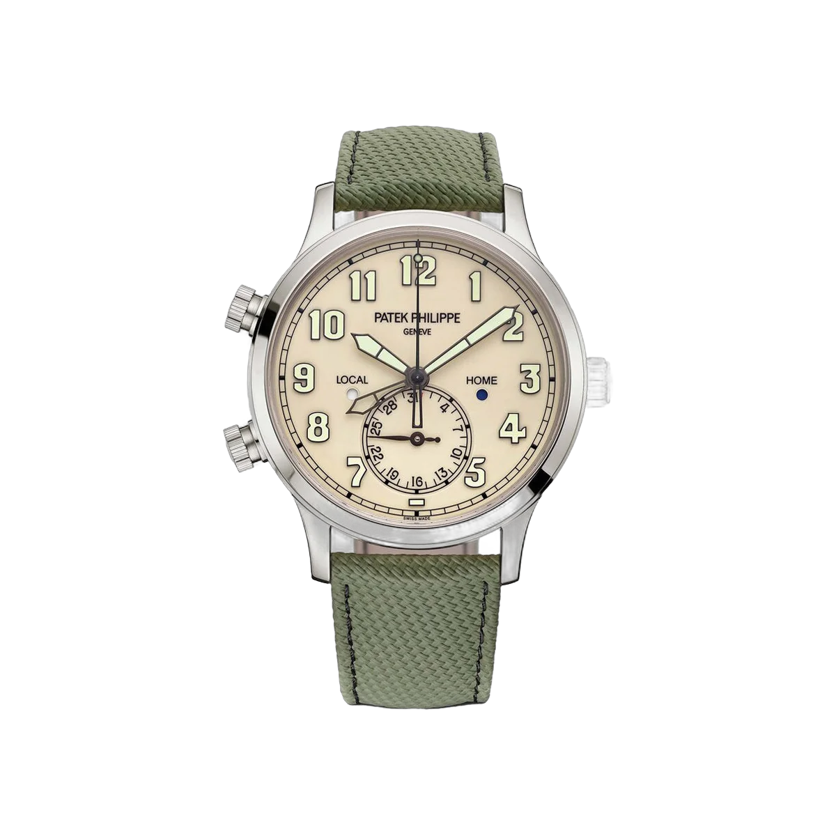 Patek Philippe Calatrava Complications 5524G-010 Pilot Travel Time White Gold 42mm Beige Dial Men's Watch