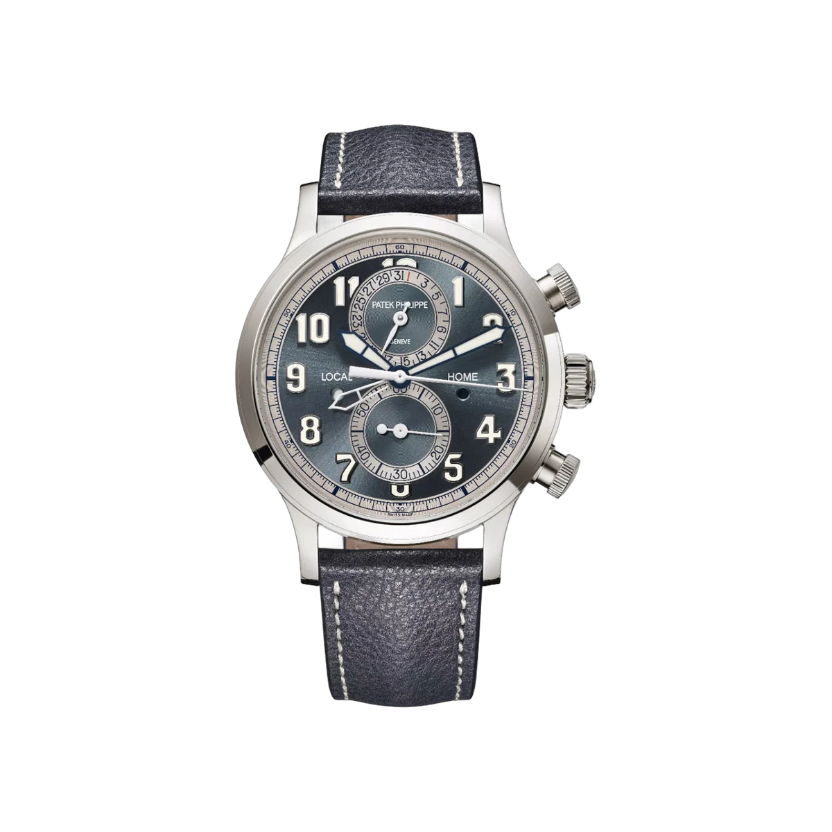 Patek Philippe Calatrava Pilot Travel Time 5924G-001 Flyback Chronograph White Gold Blue Dial 42mm Men's Watch