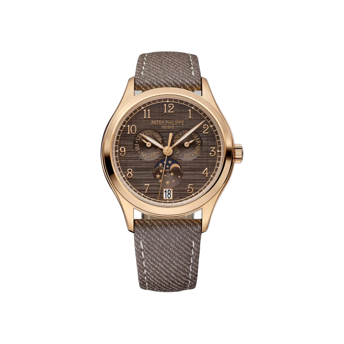 Patek Philippe Complications 4946R-001 Annual Calendar Moon Phase Rose Gold Chestnut Satin Dial 38mm Men's Watch