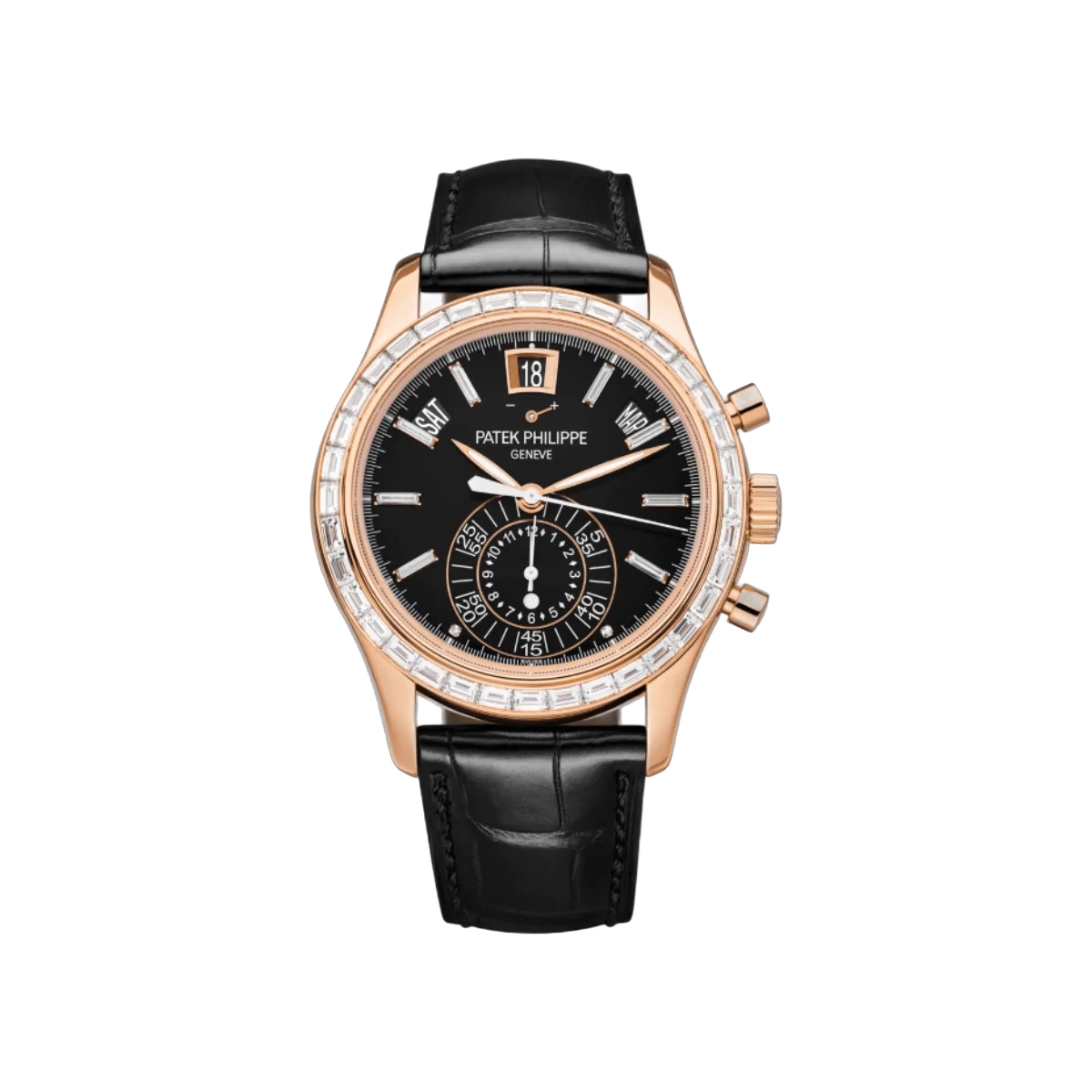 Patek Philippe Complications 5961R-010 Ebony Black Dial Baguette 18K Rose Gold