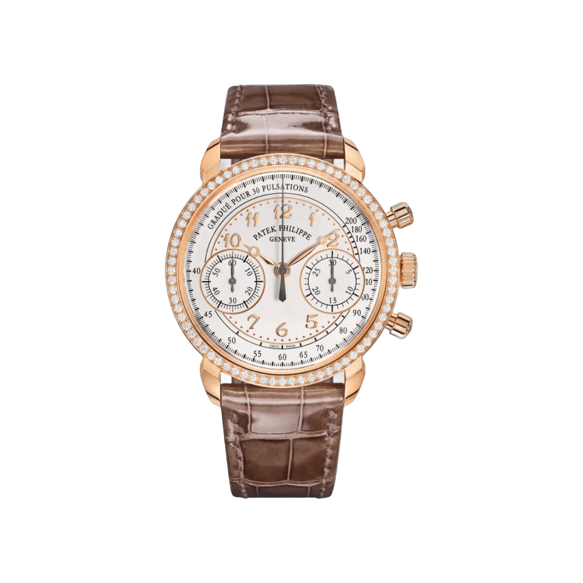 Patek Philippe Complications 7150/250R Chronograph 18k Rose Gold Brown Alligator Leather Strap