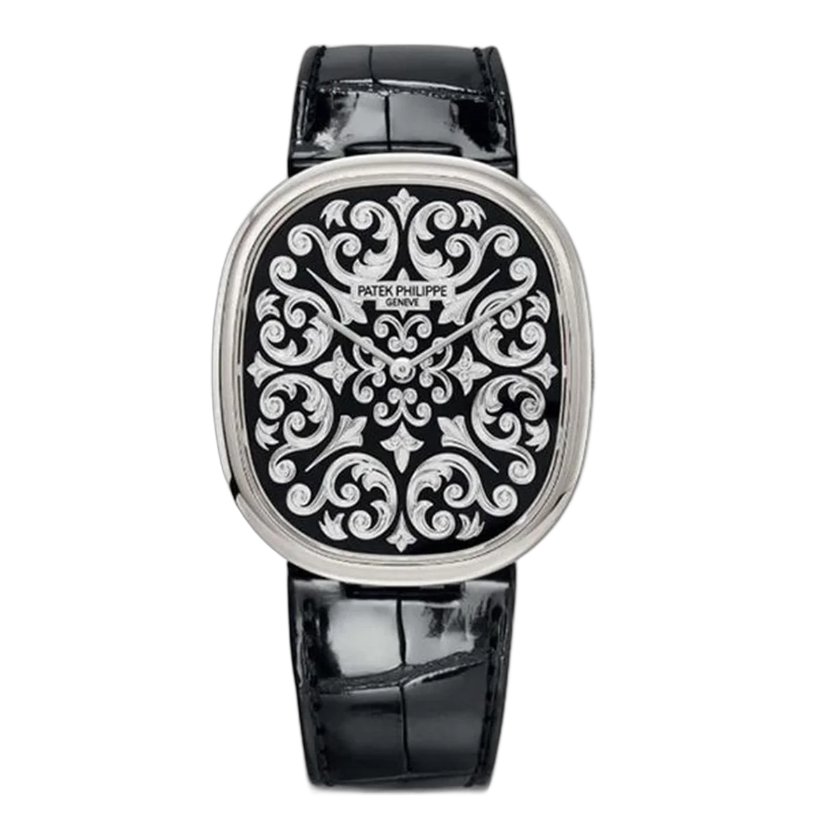 Patek Philippe Golden Ellipse 5738/50P-001 Limited Edition Platinum Black Grand Feu Enamel Layer Men's Watch