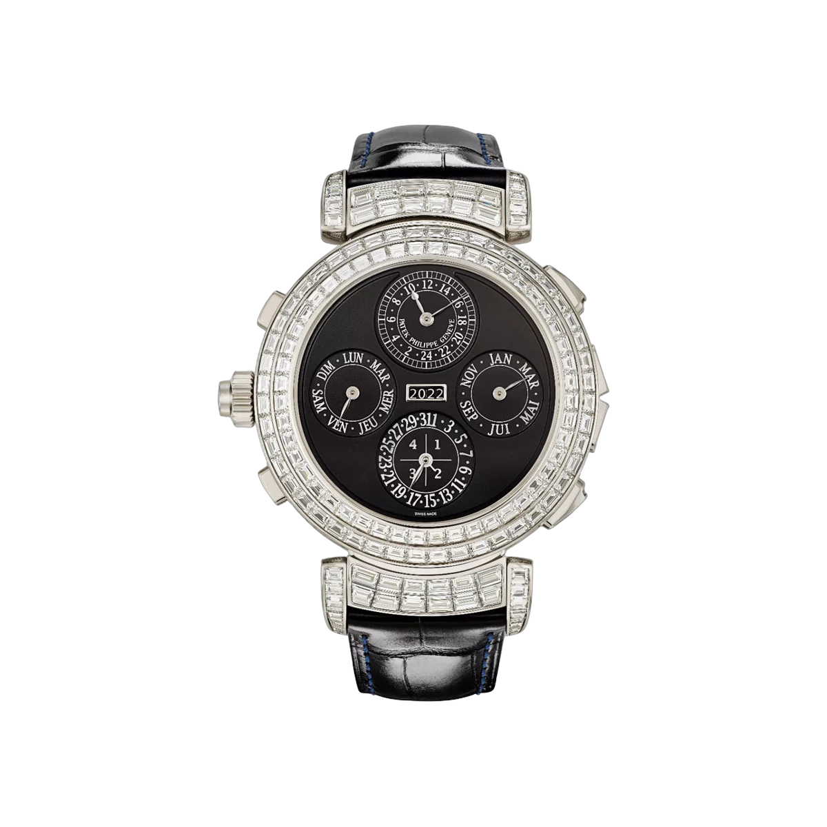 Patek Philippe Grand Complications 6300/401G-001 White Gold Baguette-cut Diamonds & Blue Sapphires 49.4mm Reversible Double-Faced Dial Men's Watch – additional product photo 2