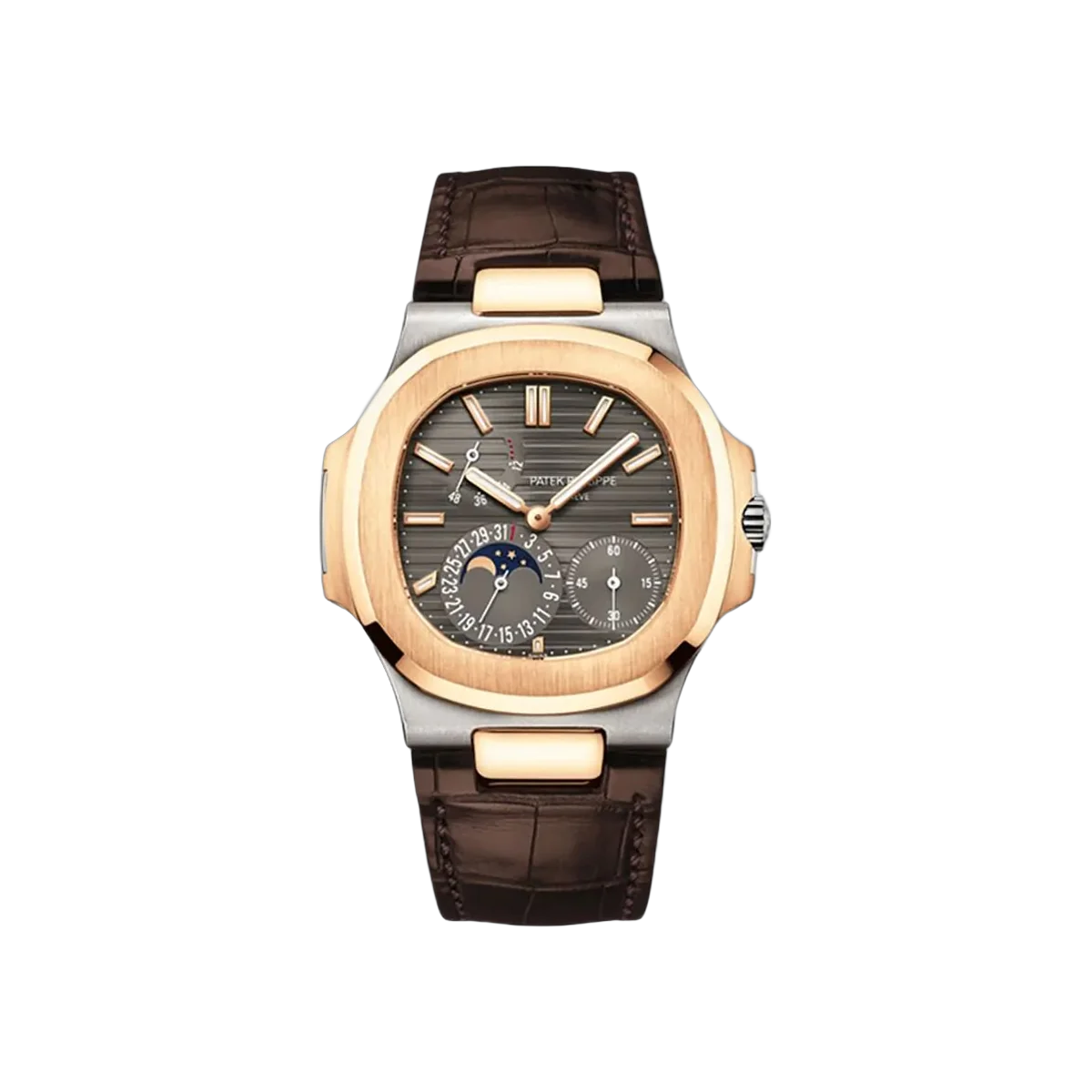 Patek Philippe Nautilus 5712GR-001 Moon Phase White Gold and Rose Gold 40mm Gray Dial Men's Watch