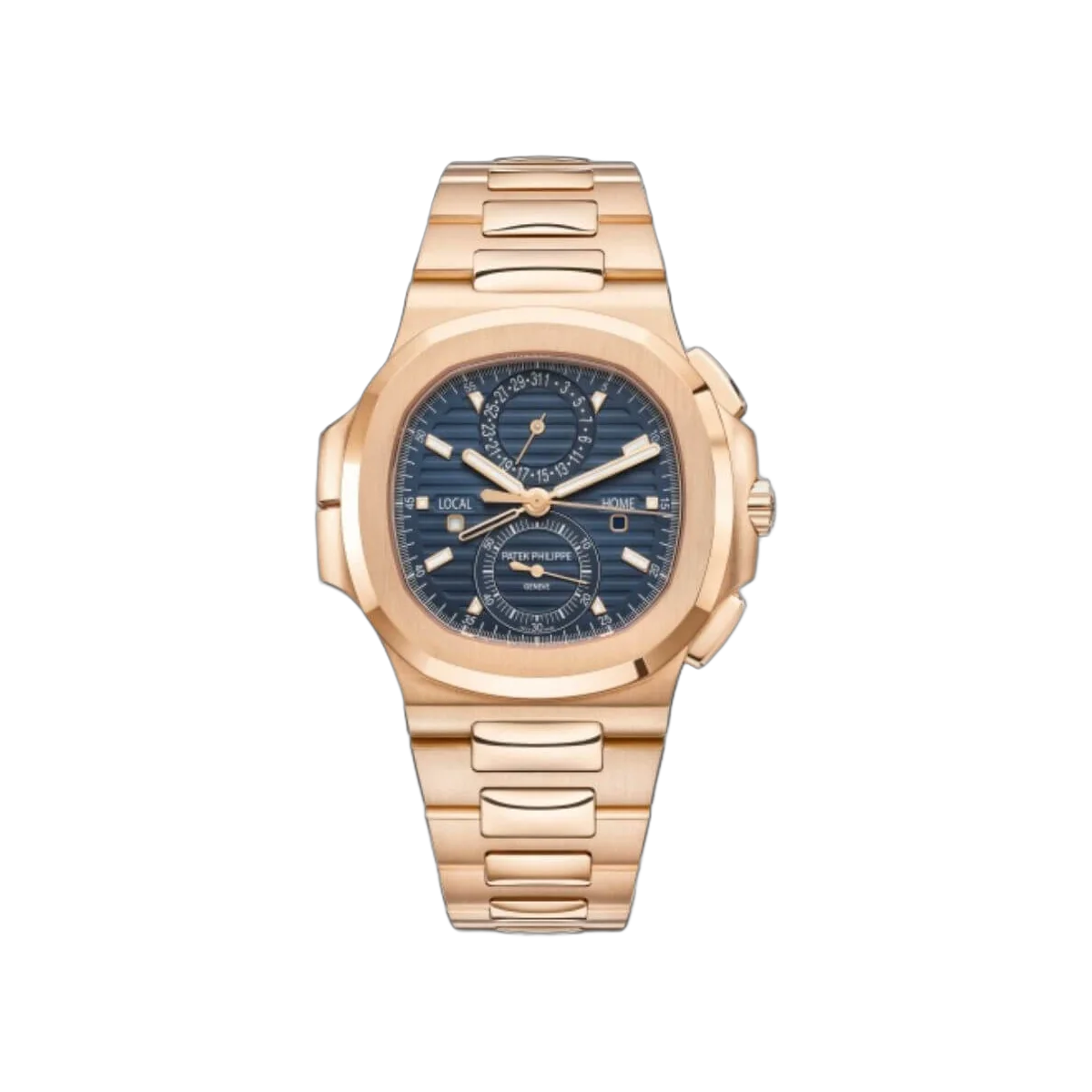 Patek Philippe Nautilus 5990/1R-001 Sunburst Travel Time Chronograph 40mm Blue Dial Men's Watch