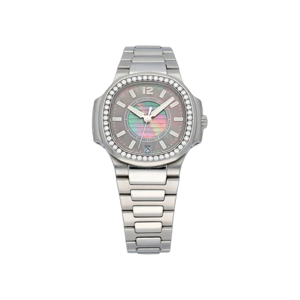 Patek Philippe Nautilus 7008/1A-012 Stainless Steel Diamond-set Bezel 33.6mm Tahitian MOP Dial Ladies Watch