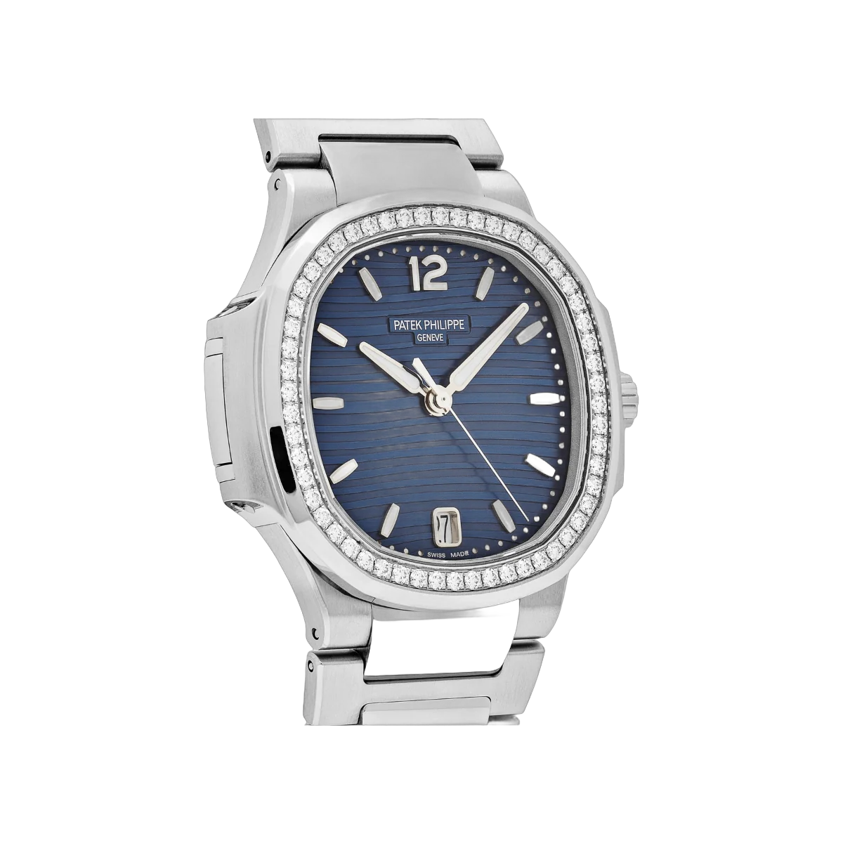 Patek Philippe Nautilus 7118/1200A-001 Blue Opaline Index Dial Diamond-Set Bezel Stainless Steel 35mm Blue Dial Womens Watch – additional product photo 4