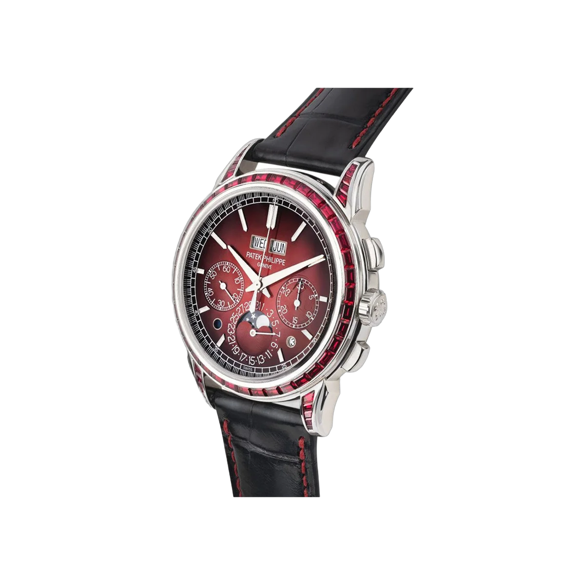 Patek Philippe Perpetual Calendar 5271/12P-010 Platinum Ruby Baguette Diamond Bezel 41mm Red Dial Men's Watch – additional product photo 2