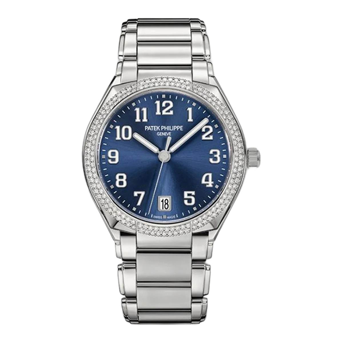 Patek Philippe Twenty~4 7300/1200A-001 Blue Sunburst Dial Diamond-Set Bezel 36Mm Stainless Steel Ladies Watch