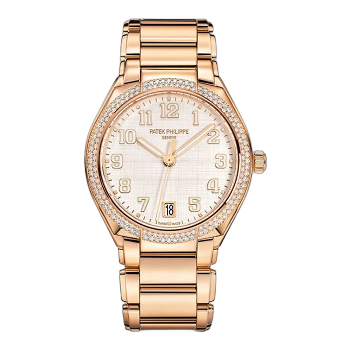 Patek Philippe Twenty~4 7300/1200R-010 18K Rose Gold 36Mm Silvery Dial Diamond-Set Bezel Ladies Watch