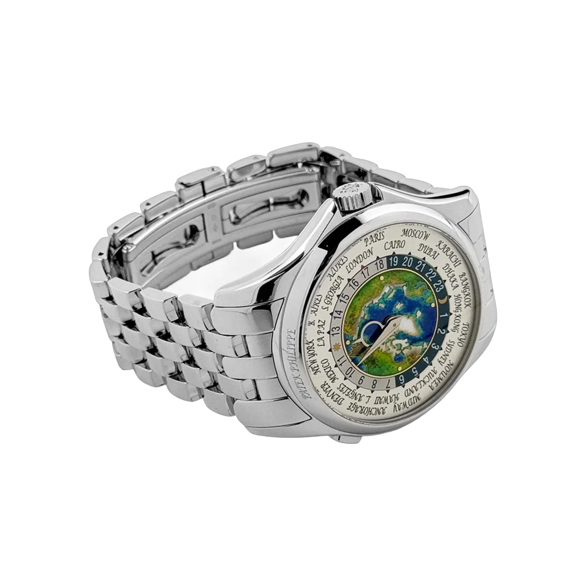 Patek Philippe World Time 5131/1P-001 Platinum 40mm Silver Dial Depicting a World Map Men's Watch – additional product photo 2