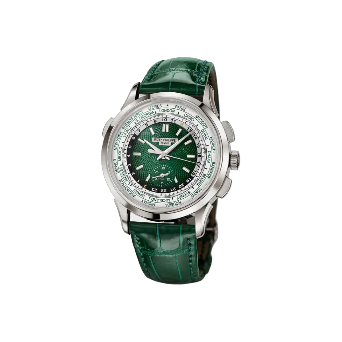 Patek Philippe World Time 5930P-001 Flyback Chronograph Platinum Green Dial – additional product photo 6