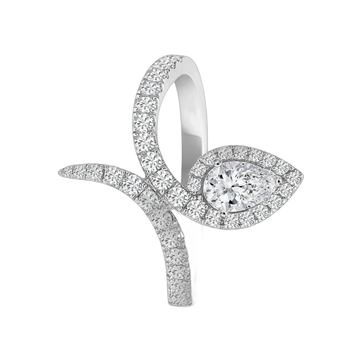Pear & Round Ring -1.00 CTS,1048R,HRD-F-G/VS-SI,Total Wt - 4.13gm – additional product photo 2