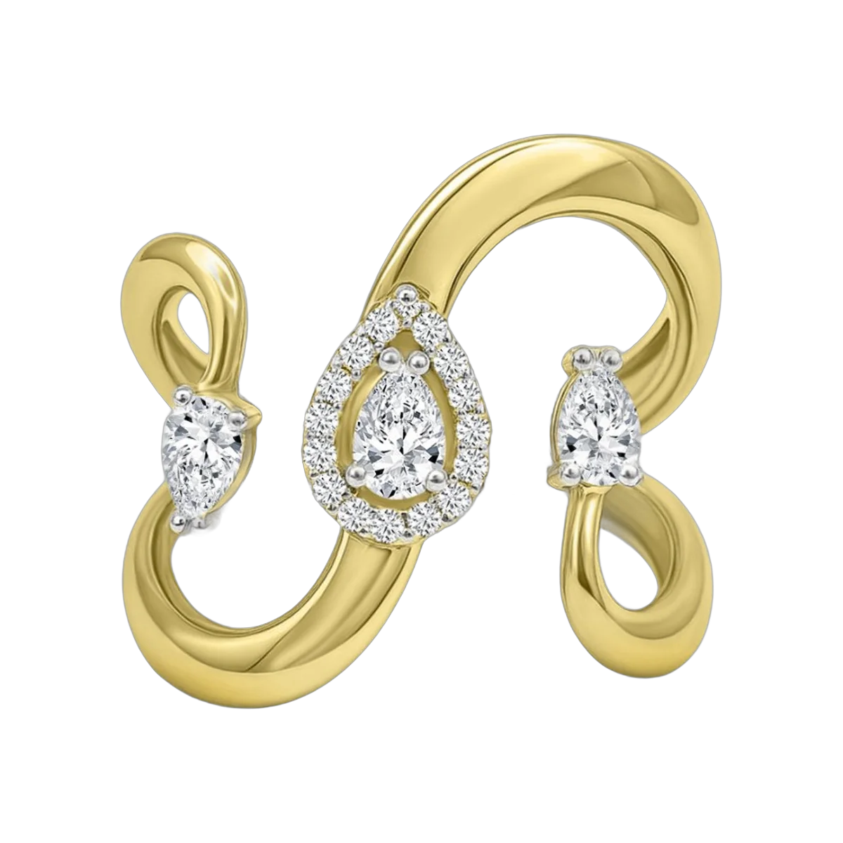 PEAR & ROUND RING- HRD- E-F/VS 0.64 CTS- A21R,Total Wt - 5.97gm