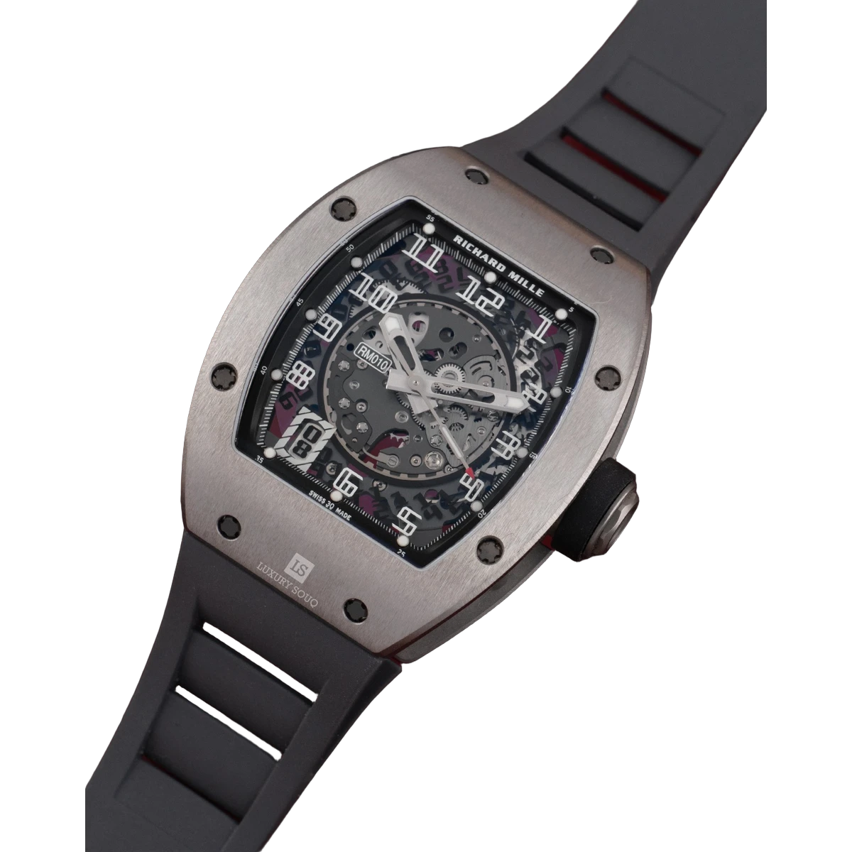 Richard Mille Rm 010 Ti Skeleton Dial Automatic 48 X 39.3 Mm Titanium Black Rubber Straps Men’S Watch