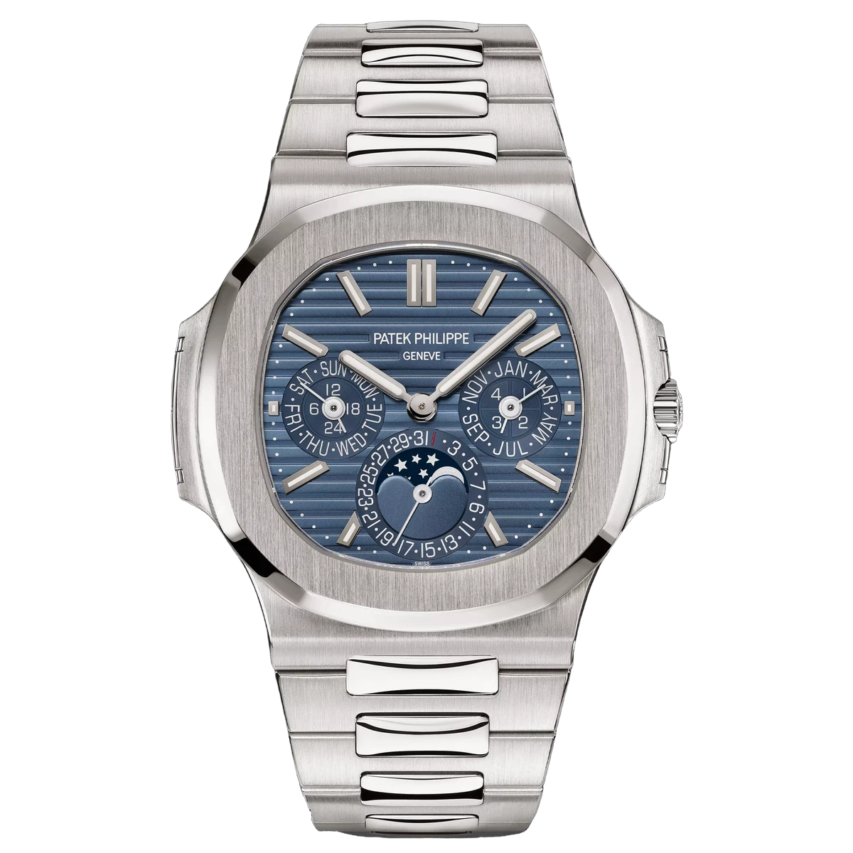 Patek Philippe Nautilus 5740/1G-001 Perpetual Calendar 18Kt White Gold 40mm Blue Index Dial Men's Watch